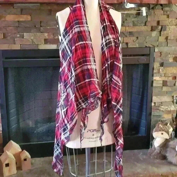 Jackets & Blazers - Plaid asymmetrical vest.